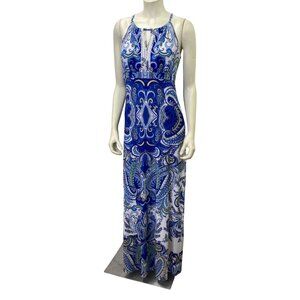 INC International Concepts Royal Blue and White Paisley Maxi Dress